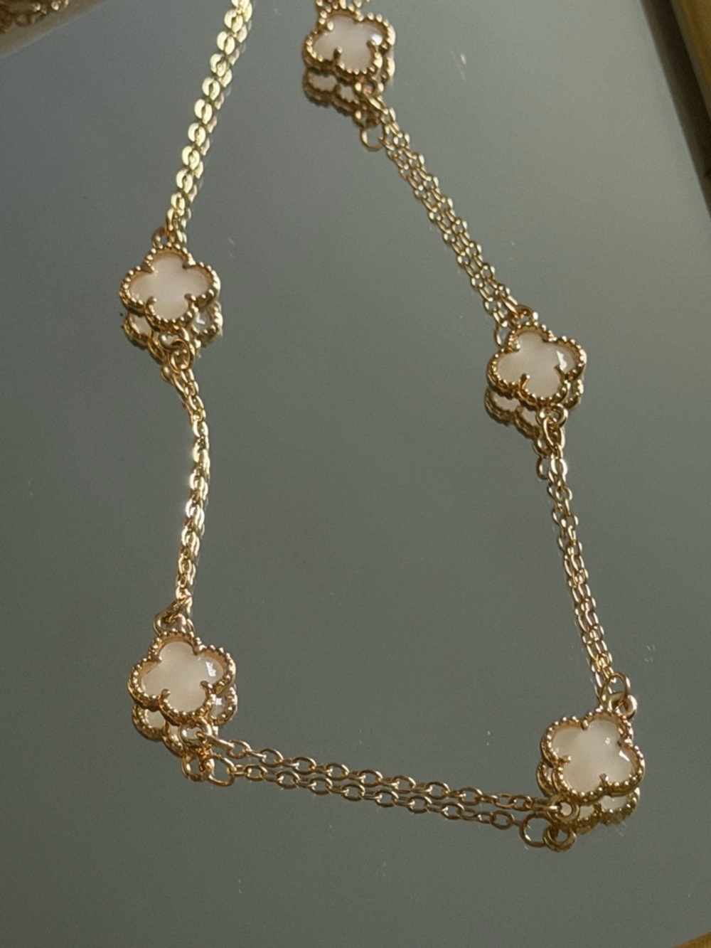 Altar'd State Gold Necklace with Cream Clover Accents - Picture 4 of 4